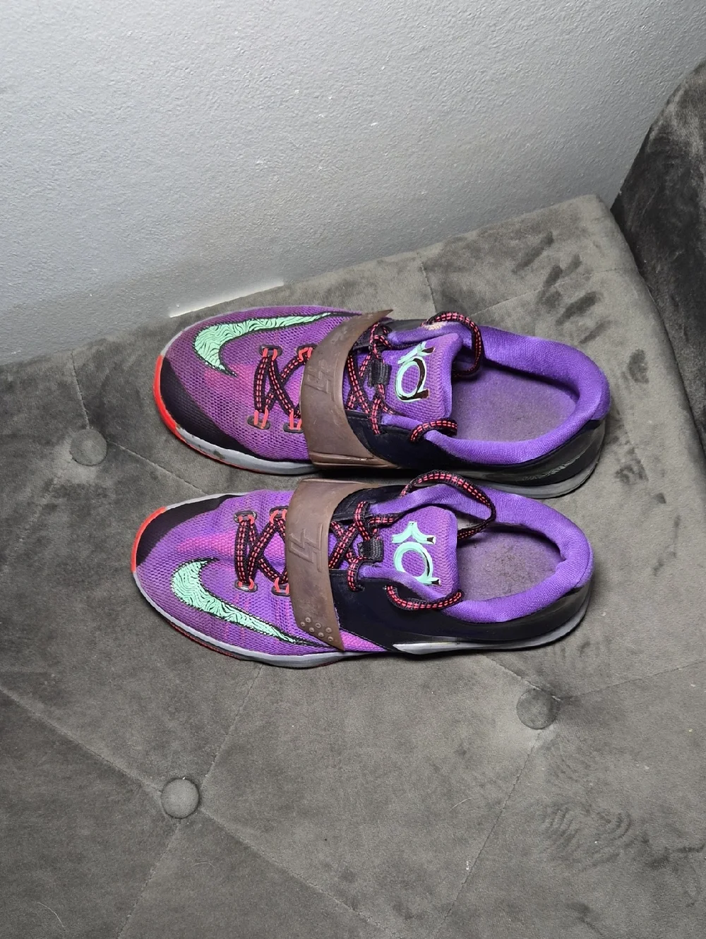 Nike KD Purple Basketball Sneakers with Mint Swoosh 3Y